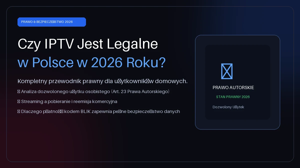 Legalność telewizji IPTV w Polsce w 2026 roku — analiza prawna dozwolonego użytku